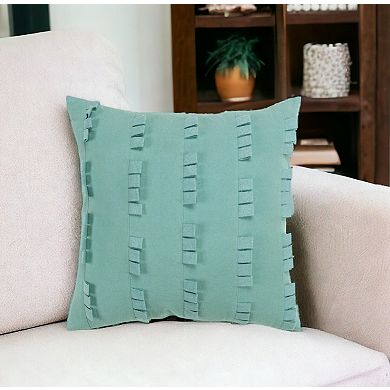 HomeRoots 20" Aqua Striped Cotton Throw Pillow