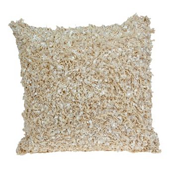 HomeRoots 18" Beige Throw Pillow With Shag