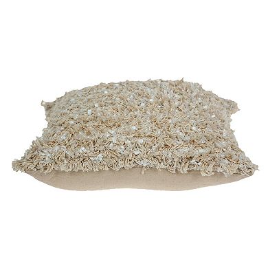 HomeRoots 18" Beige Throw Pillow With Shag