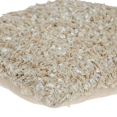 HomeRoots 18" Beige Throw Pillow With Shag