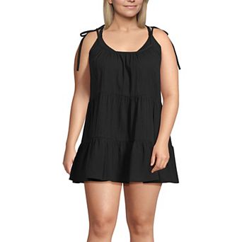 Plus Size Lands' End Tiered Cover-Up Mini Dress