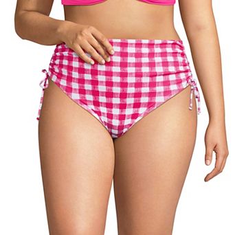 Plus Size Lands' End Pique High-Waisted Adjustable Bikini Swim Bottoms
