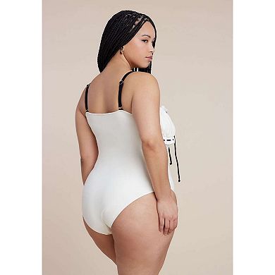 ELOQUII Women's Plus Size Ruched Bandeau One Piece