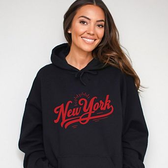 New York Retro Red - Women's Graphic Hoodie