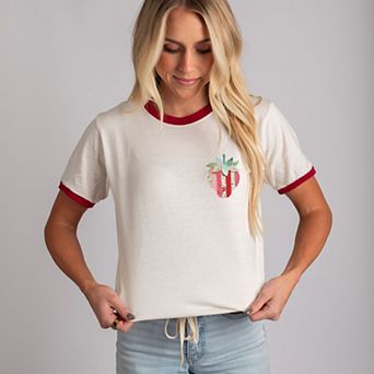 Strawberry Faux Patchwork - Women's Ringer Graphic T-Shirt