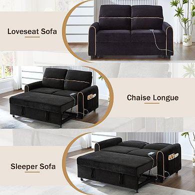 Merax Chenille Pull Out Sofa Bed, 58-inch Sofa Bed, Sleeper Sofa