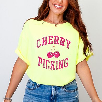 Cherry Picking Varsity Arched - Women's Garment Dyed Graphic T-Shirt