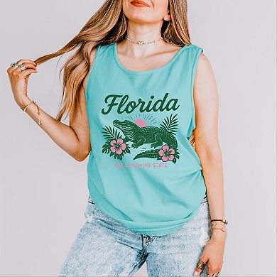 Florida Alligator - Women's Garment Dyed Graphic Tank Top