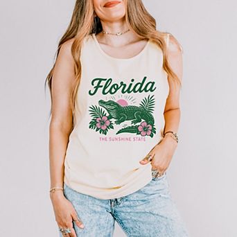 Florida Alligator - Women's Garment Dyed Graphic Tank Top