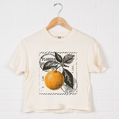 Florida Orange - Women's Boxy Crop Top Graphic T-Shirt