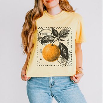 Florida Orange - Women's Boxy Crop Top Graphic T-Shirt