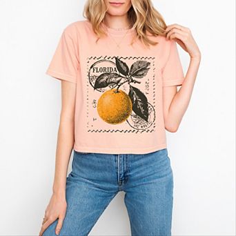 Florida Orange - Women's Boxy Crop Top Graphic T-Shirt