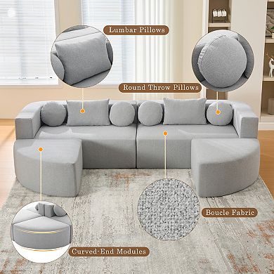 Merax Boneless Couch Modular Sectional Sofa 114.9" Free-combined Sofa Couch Sofa Bed