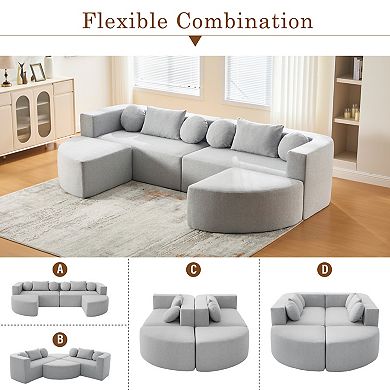 Merax Boneless Couch Modular Sectional Sofa 114.9" Free-combined Sofa Couch Sofa Bed