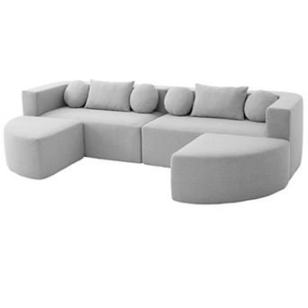 Merax Boneless Couch Modular Sectional Sofa 114.9" Free-combined Sofa Couch Sofa Bed