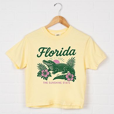 Florida Alligator - Women's Boxy Crop Top Graphic T-Shirt