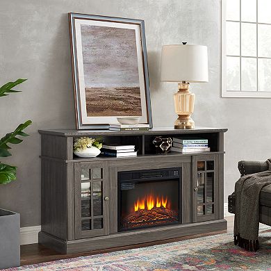 Merax Classic TV Media Stand Modern Entertainment Console with 23" Fireplace Inset for TV