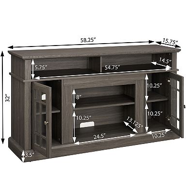 Merax Classic TV Media Stand Modern Entertainment Console with 23" Fireplace Inset for TV