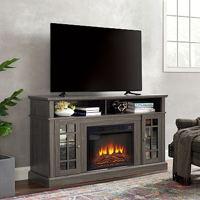 Merax Classic TV Media Stand Modern Entertainment Console with 23" Fireplace Inset for TV
