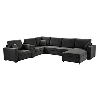 Merax 5‑Seat Modular Sectional Sofa Couch, 134" U‑Shape Couch, Large Family Sofa with Chaise Lounge