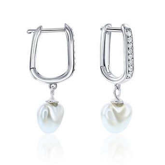 Sterling Silver Pearl Heart Earrings
