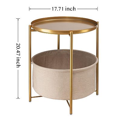 Modern Black Iron Round End Table for Indoors/Outdoors