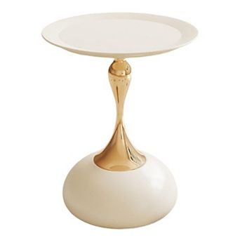 Modern Black Iron Round End Table for Indoors/Outdoors