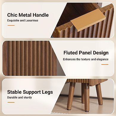 Narrow Fluted Nightstand with Drawers for Modern Spaces