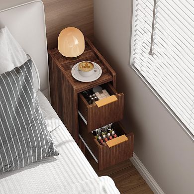 Narrow Fluted Nightstand with Drawers for Modern Spaces