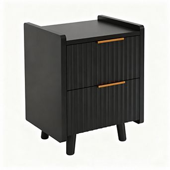 Narrow Fluted Nightstand with Drawers for Modern Spaces