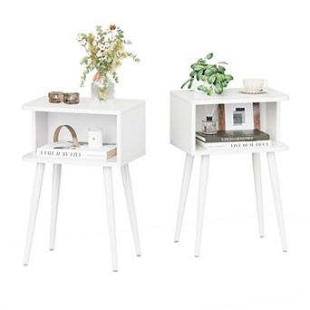 2 tier Modern Nightstand, Multi-Use, Easy Assembly