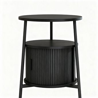 Mid-Century Modern Walnut End Table with Charging Ports