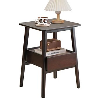 Mid Century Modern Nightstand with Drawer and Shelf