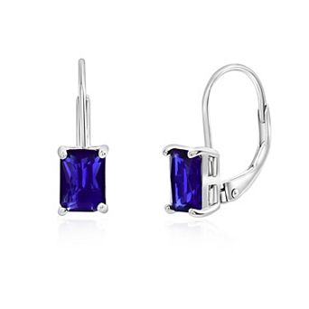 Sterling Silver Emerald Cut Lever-back Earrings
