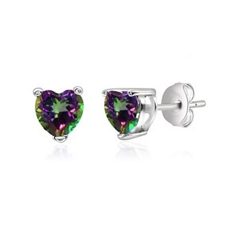 Sterling Silver Mystic Topaz Heart Studs