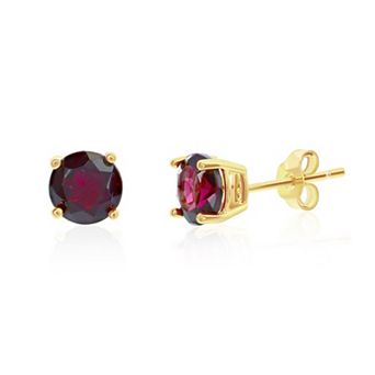 Sterling Silver Created Garnet Stud Earrings