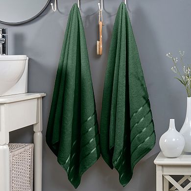 Elegant Comfort 2 pack premium turkish cotton 4 lines stripe bath towel set 27 x 54 inch