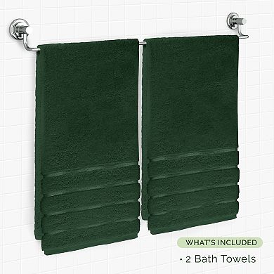 Elegant Comfort 2 pack premium turkish cotton 4 lines stripe bath towel set 27 x 54 inch