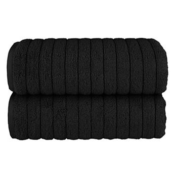 Elegant Comfort 2 Pack Premium Turkish Cotton Corduroy Stripe Bath Towel Set, 27 x 54 inch