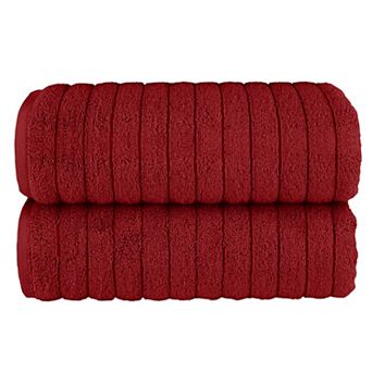 Elegant Comfort 2 Pack Premium Turkish Cotton Corduroy Stripe Bath Towel Set, 27 x 54 inch
