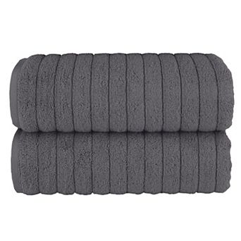 Elegant Comfort 2 Pack Premium Turkish Cotton Corduroy Stripe Bath Towel Set, 27 x 54 inch