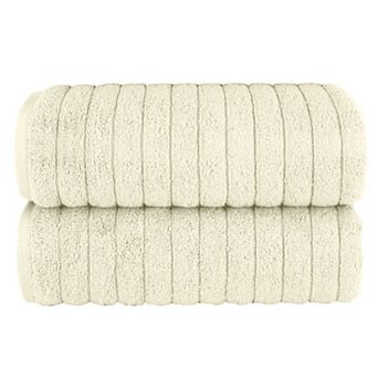 Elegant Comfort 2 Pack Premium Turkish Cotton Corduroy Stripe Bath Towel Set, 27 x 54 inch
