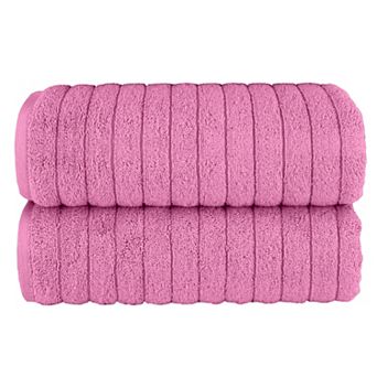 Elegant Comfort 2 Pack Premium Turkish Cotton Corduroy Stripe Bath Towel Set, 27 x 54 inch
