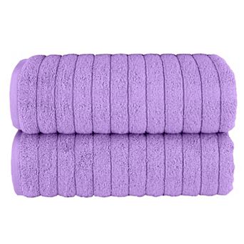 Elegant Comfort 2 Pack Premium Turkish Cotton Corduroy Stripe Bath Towel Set, 27 x 54 inch