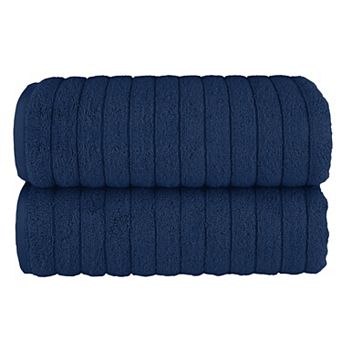 Elegant Comfort 2 Pack Premium Turkish Cotton Corduroy Stripe Bath Towel Set, 27 x 54 inch