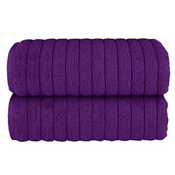 Elegant Comfort 2 Pack Premium Turkish Cotton Corduroy Stripe Bath Towel Set, 27 x 54 inch
