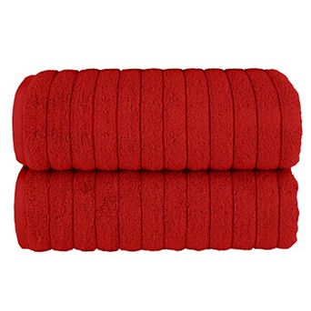 Elegant Comfort 2 Pack Premium Turkish Cotton Corduroy Stripe Bath Towel Set, 27 x 54 inch