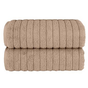 Elegant Comfort 2 Pack Premium Turkish Cotton Corduroy Stripe Bath Towel Set, 27 x 54 inch