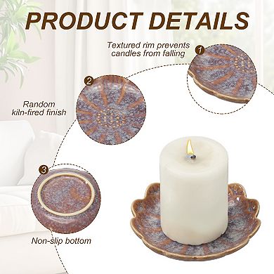 1 Pc Candle Holder Plates, 4 Inch Ceramic Candle Tray Tealight Incense Holder Dish Candlestick