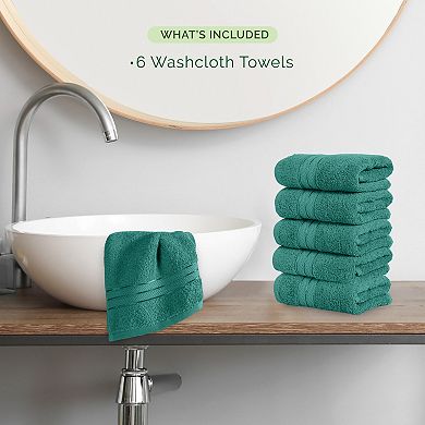 Elegant Comfort 6 Pack Premium Turkish Cotton Three Line Popcorn Washcloths Set, 13 x 13 inch